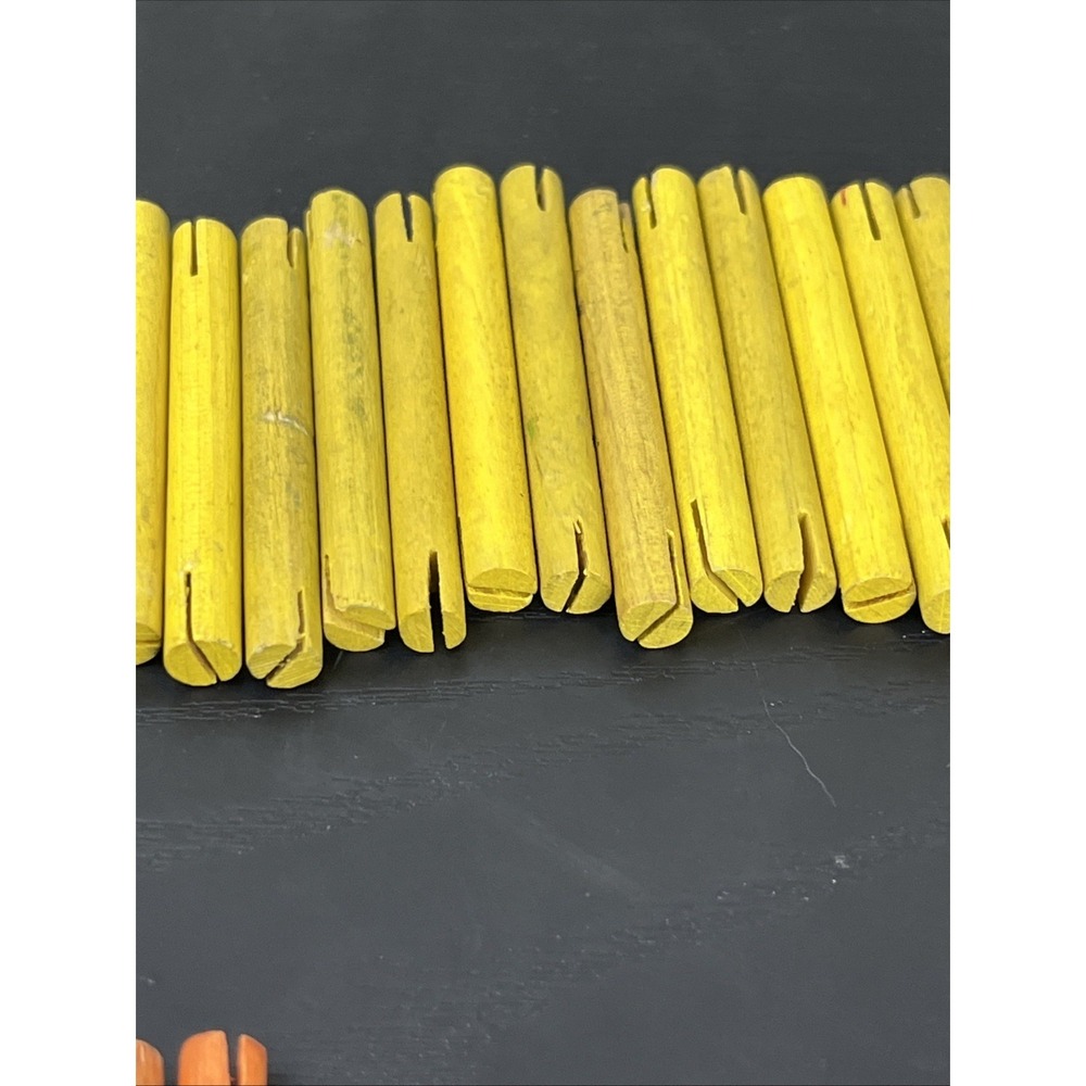 Tinkertoy 22 Wooden Rods Yellow + 3 Orange Replacement Parts Lot Vintage - Picture 6 of 15